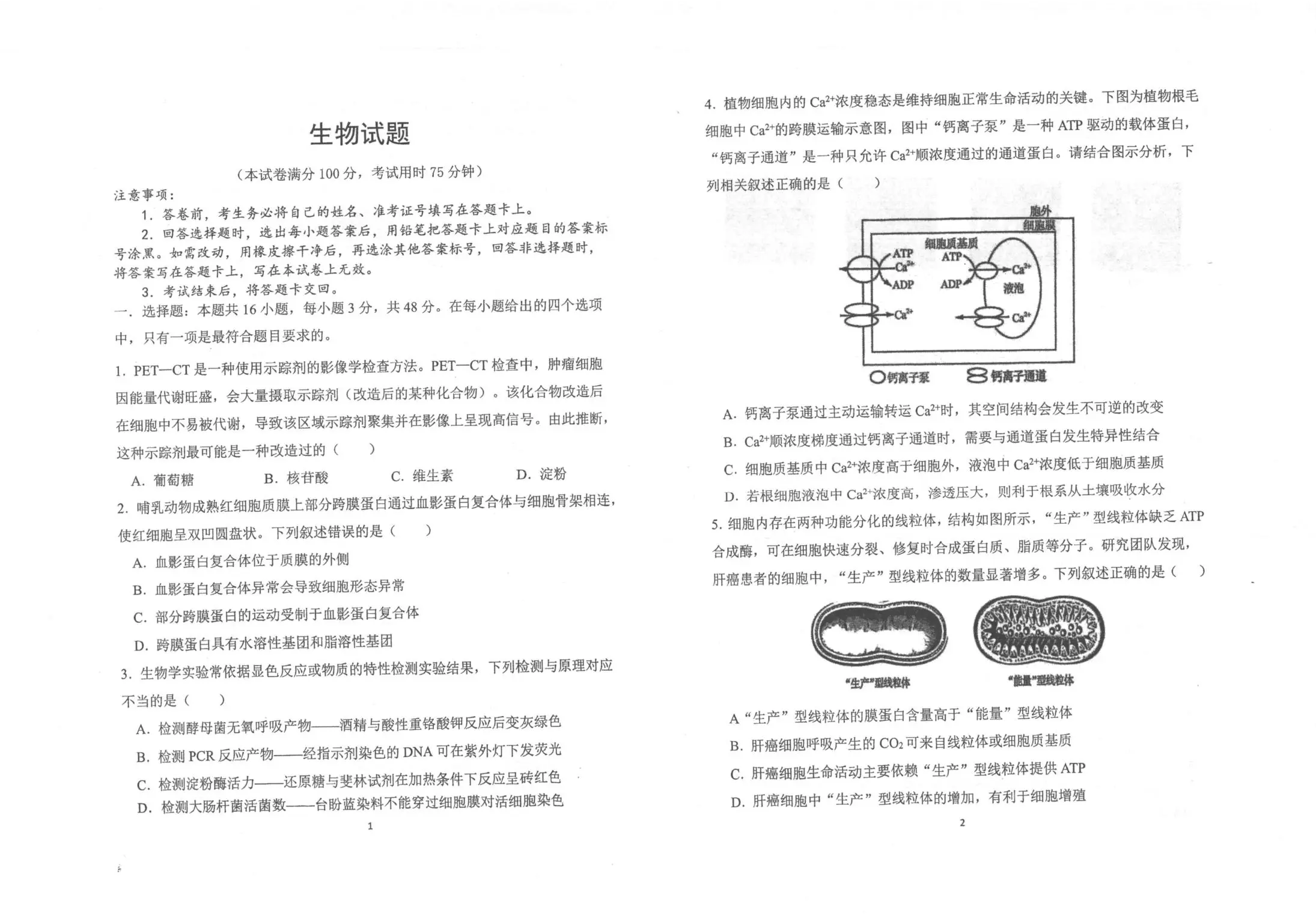 陕西镇安中学2026届高三下学期二模考试 生物+答案