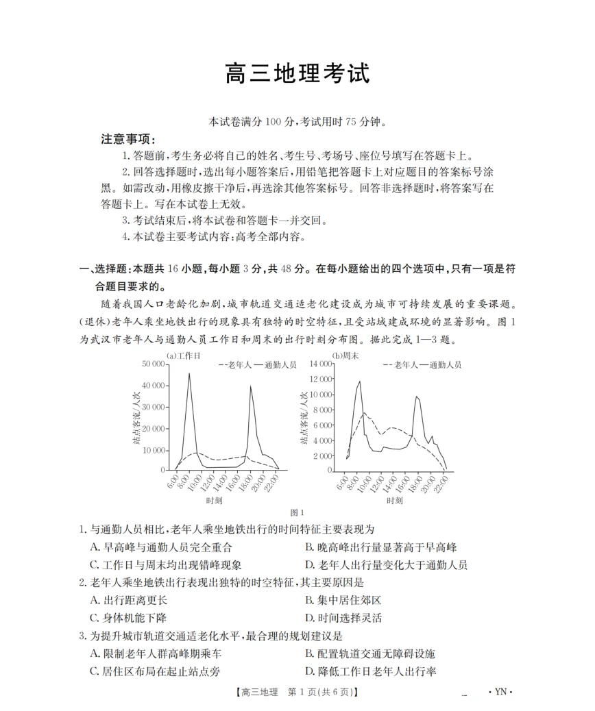 甘肃省金太阳2026届高三9月开学联考（GS）地理试卷（共6页）